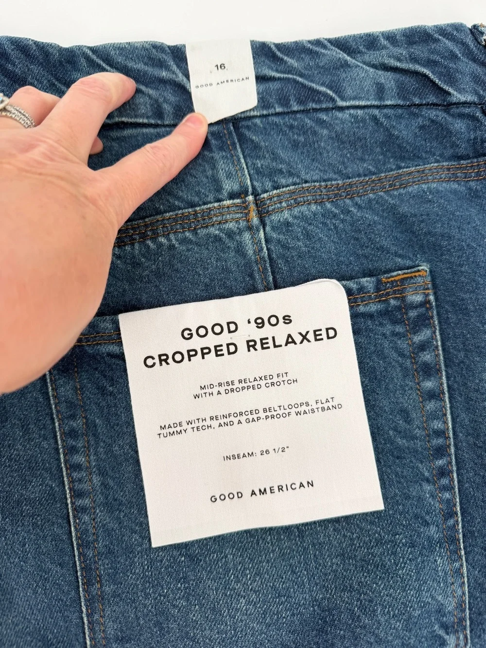Good American Good 90s Cropped Relaxed Jeans Indigo - Size 16